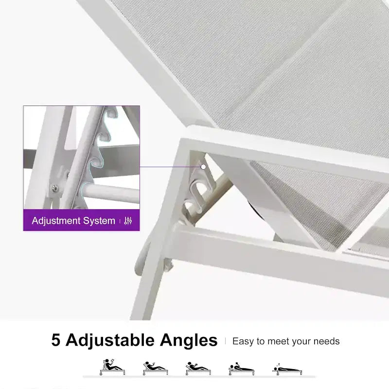 Ensemble de chaises longues d'extérieur PURPLE LEAF, fauteuil inclinable réglable avec table d'appoint, transat d'extérieur en aluminium