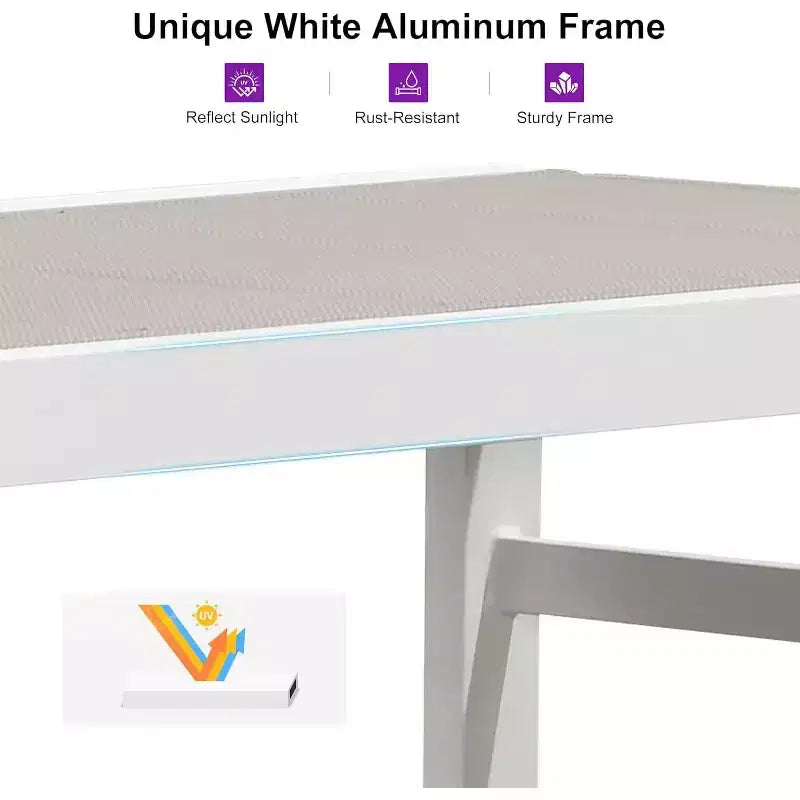 Ensemble de chaises longues d'extérieur PURPLE LEAF, fauteuil inclinable réglable avec table d'appoint, transat d'extérieur en aluminium