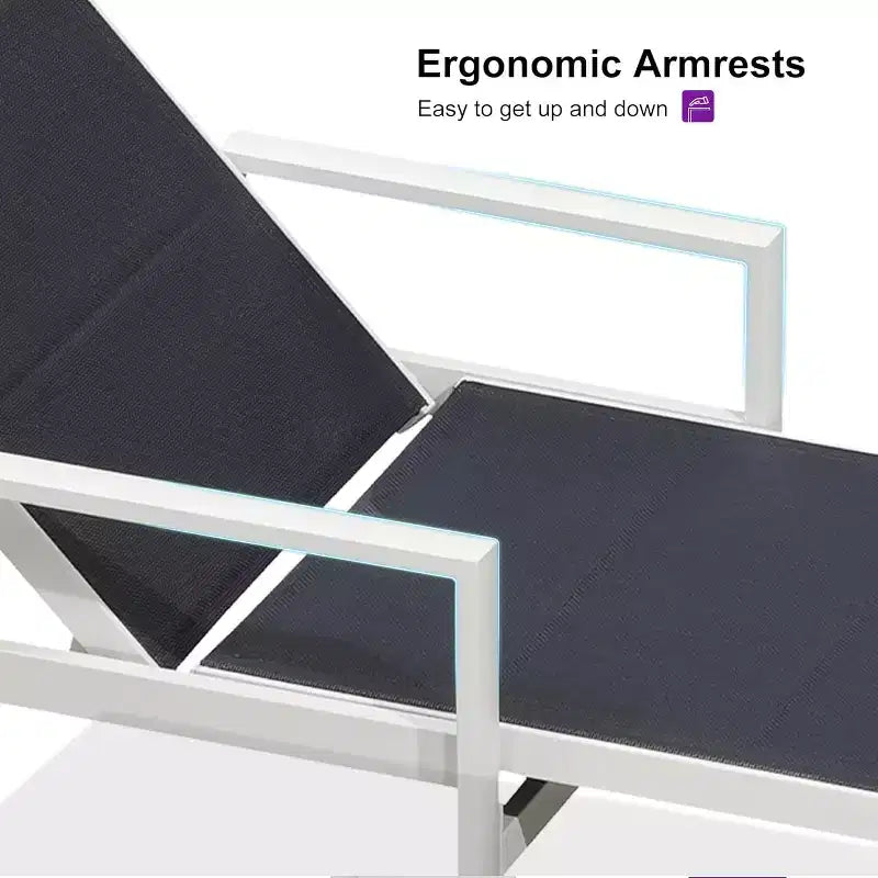 Ensemble de chaises longues d'extérieur PURPLE LEAF, fauteuil inclinable réglable avec table d'appoint, transat d'extérieur en aluminium