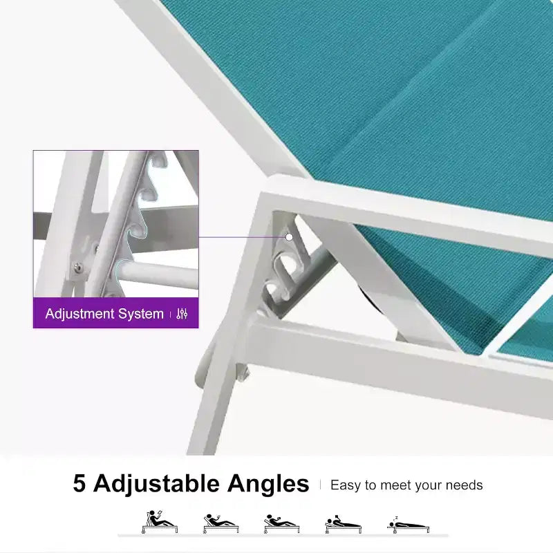 Ensemble de chaises longues d'extérieur PURPLE LEAF, fauteuil inclinable réglable avec table d'appoint, transat d'extérieur en aluminium