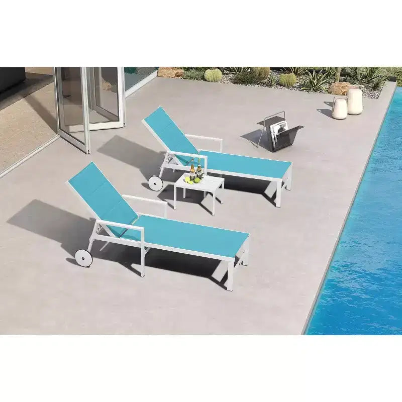 PURPLE LEAF Outdoor Chaise Lounge Set Adjustable Recliner with Side Table Aluminum Outdoor Lounger