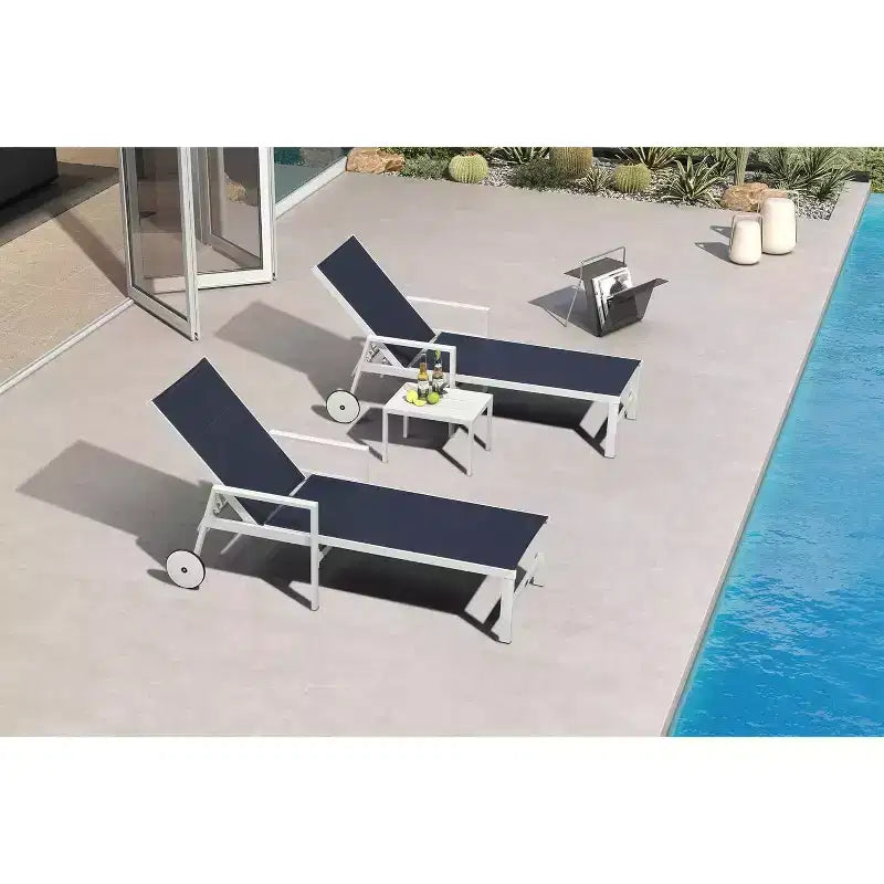 Ensemble de chaises longues d'extérieur PURPLE LEAF, fauteuil inclinable réglable avec table d'appoint, transat d'extérieur en aluminium