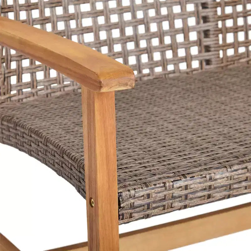GDFStudio Savannah Ensemble de conversation 6 places avec causeuse et fauteuils en bois d'acacia et osier tressé pour l'extérieur