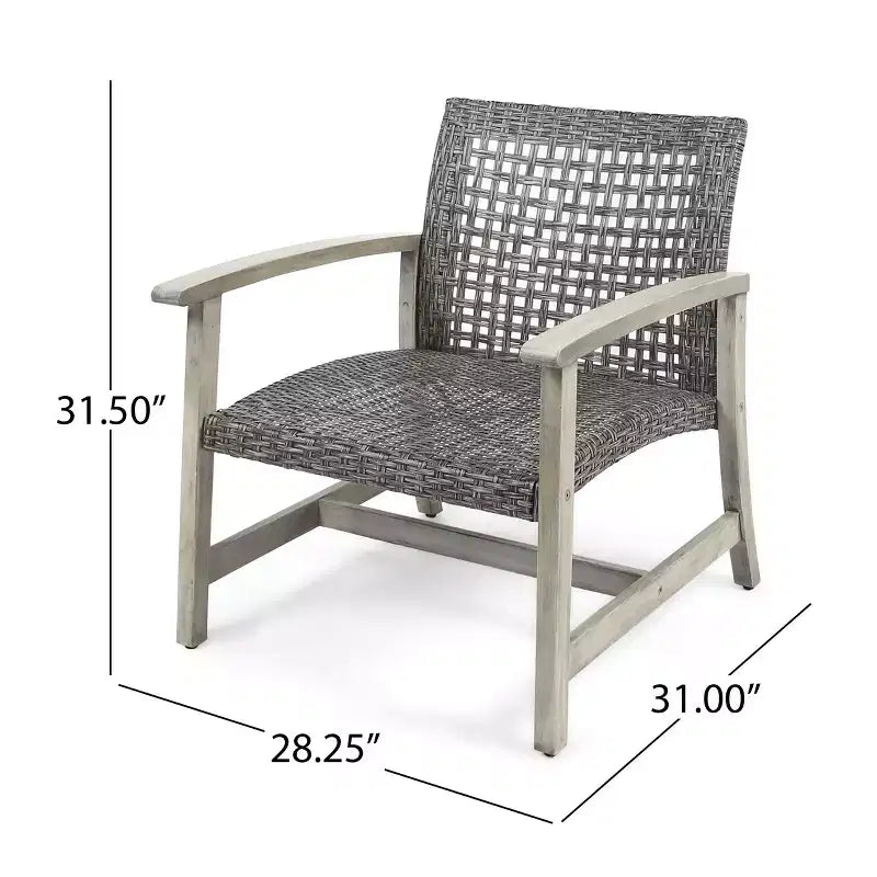 GDFStudio Savannah Ensemble de conversation 6 places avec causeuse et fauteuils en bois d'acacia et osier tressé pour l'extérieur
