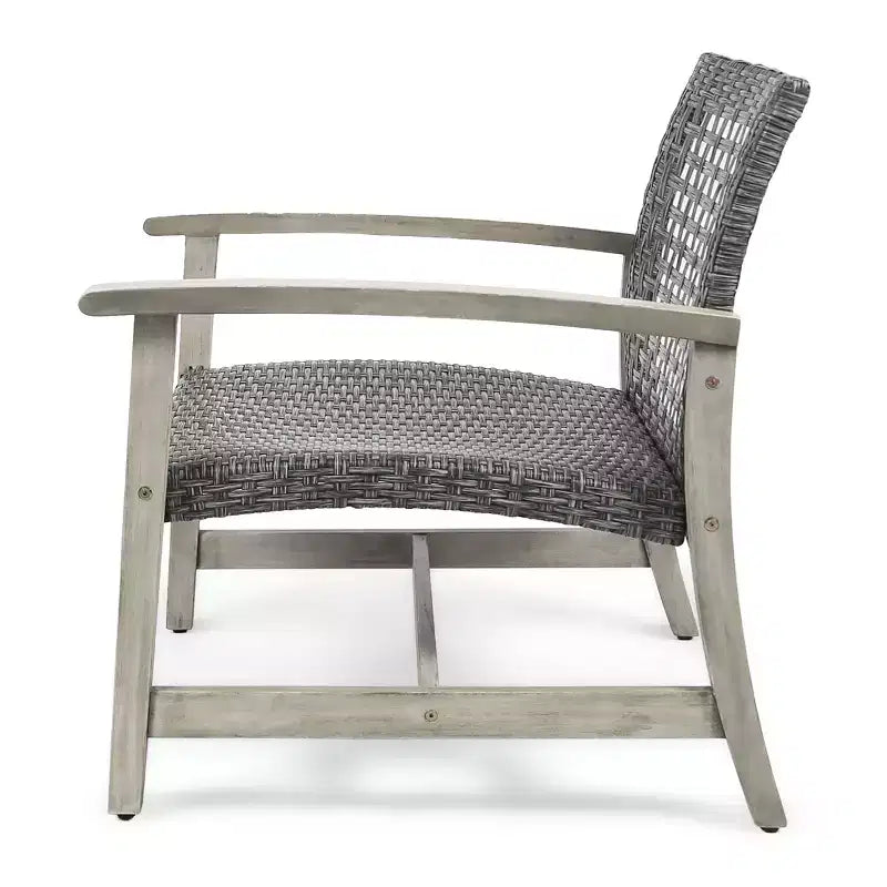 GDFStudio Savannah Ensemble de conversation 6 places avec causeuse et fauteuils en bois d'acacia et osier tressé pour l'extérieur