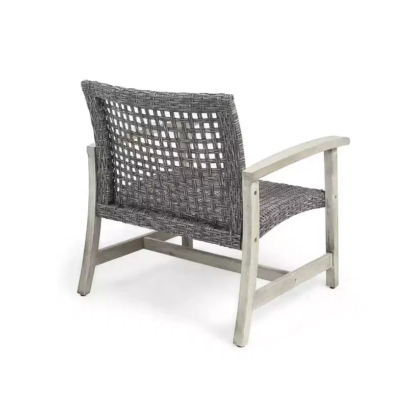 GDFStudio Savannah Ensemble de conversation 6 places avec causeuse et fauteuils en bois d'acacia et osier tressé pour l'extérieur