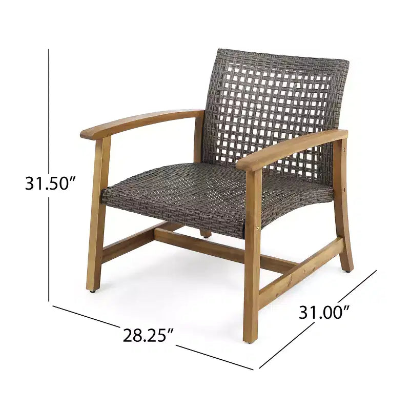 GDFStudio Savannah Ensemble de conversation 6 places avec causeuse et fauteuils en bois d'acacia et osier tressé pour l'extérieur