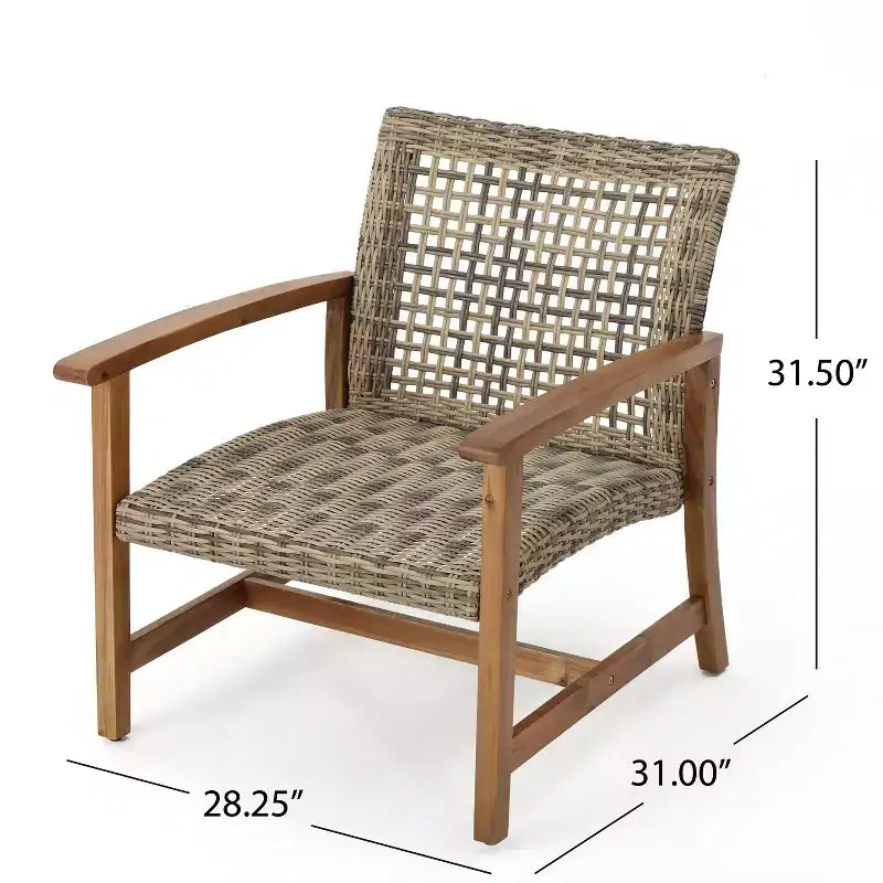GDFStudio Savannah Ensemble de conversation 6 places avec causeuse et fauteuils en bois d'acacia et osier tressé pour l'extérieur