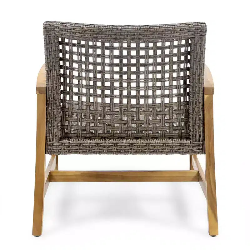 GDFStudio Savannah Ensemble de conversation 6 places avec causeuse et fauteuils en bois d'acacia et osier tressé pour l'extérieur