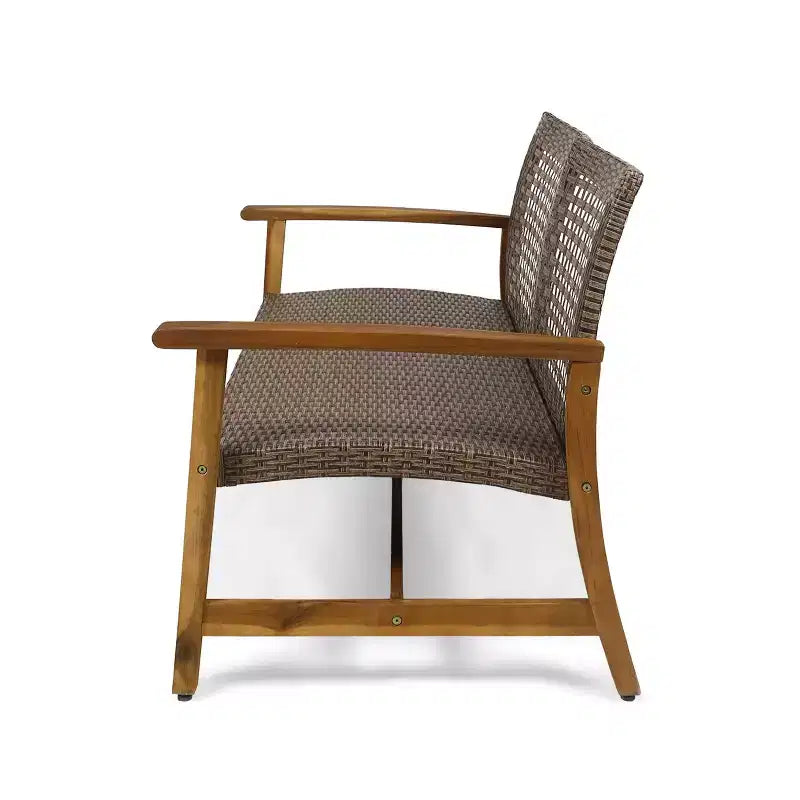GDFStudio Savannah Ensemble de conversation 6 places avec causeuse et fauteuils en bois d'acacia et osier tressé pour l'extérieur
