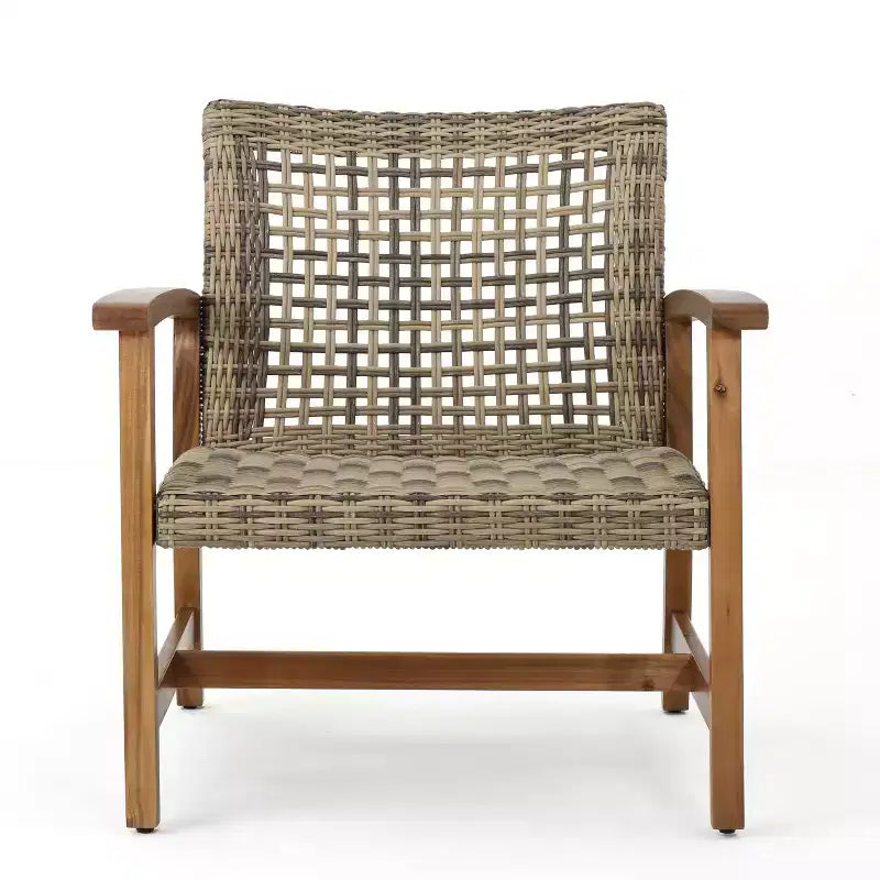 GDFStudio Savannah Ensemble de conversation 6 places avec causeuse et fauteuils en bois d'acacia et osier tressé pour l'extérieur