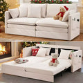Mjkone 77.95'' lce Velvet 3-in-1 Convertible Loveseat Sleeper Sofa Bed with Side Pockets,Pull Out into Chaise Lounge/Sleeper Bed