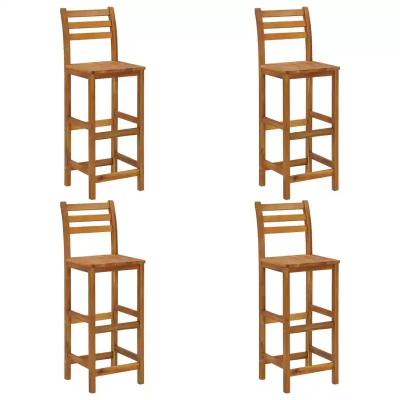 vidaXL Ensemble de bar de jardin 5 pièces en bois d'acacia Table haute d'extérieur avec toit et 4 tabourets pour jardin, terrasse, finition marron