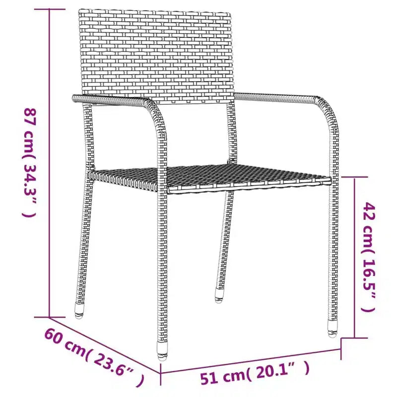 vidaXL Salon de jardin anthracite/noir en résine tressée et acier - Longueur de la table 140 cm - 4 pièces