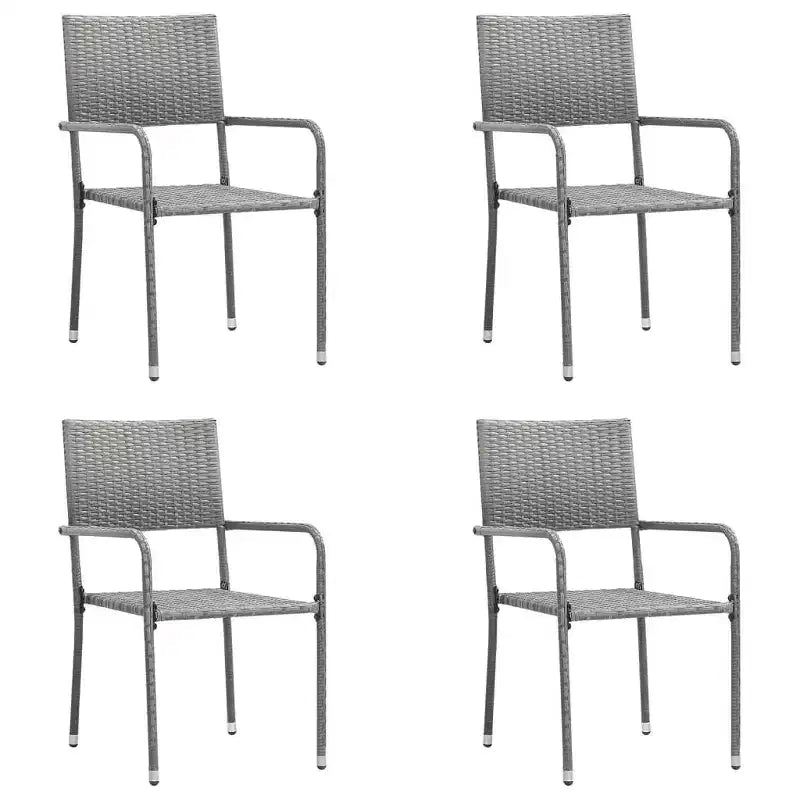 vidaXL Salon de jardin anthracite/noir en résine tressée et acier - Longueur de la table 140 cm - 4 pièces