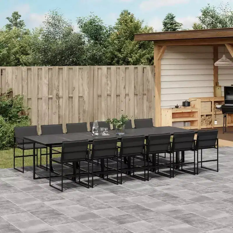 vidaXL Ensemble de salle à manger de jardin avec coussins Mobilier d'extérieur en textilène noir