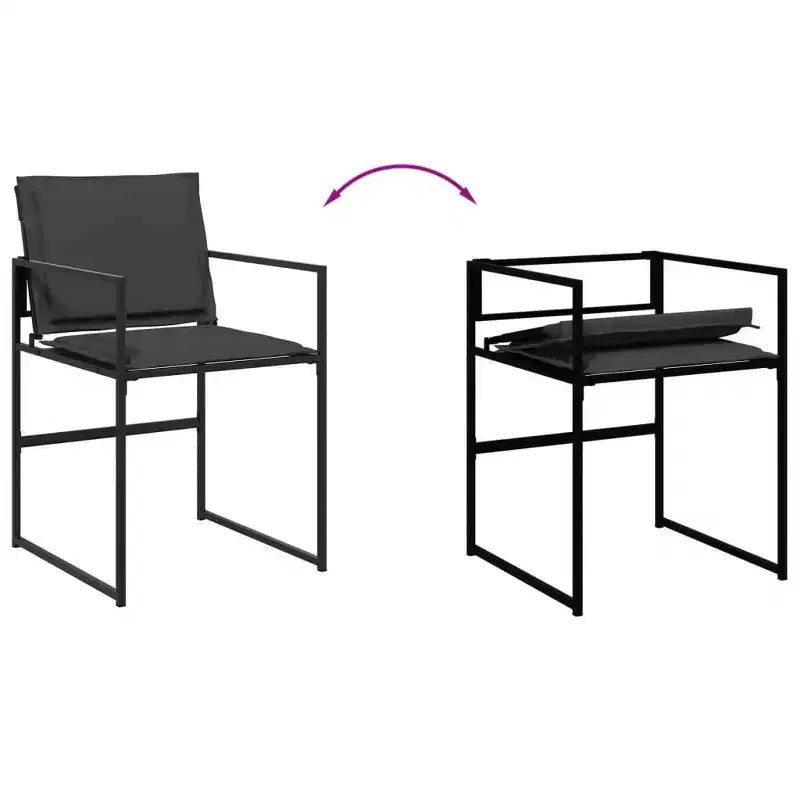 vidaXL Ensemble de salle à manger de jardin avec coussins Mobilier d'extérieur en textilène noir