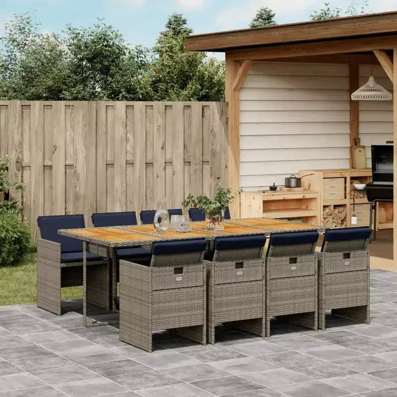 vidaXL Ensemble de salle à manger d'extérieur avec coussins Table et chaises de jardin Rotin synthétique Gris