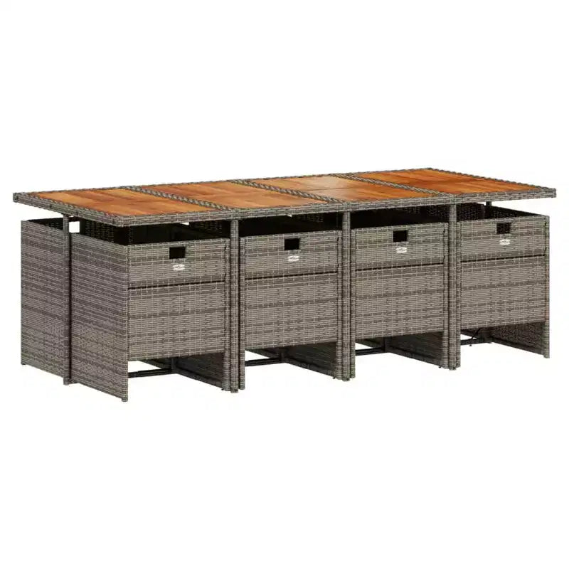 vidaXL Ensemble de salle à manger d'extérieur avec coussins Table et chaises de jardin Rotin synthétique Gris