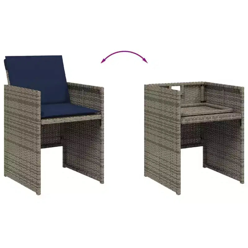 vidaXL Ensemble de salle à manger d'extérieur avec coussins Table et chaises de jardin Rotin synthétique Gris