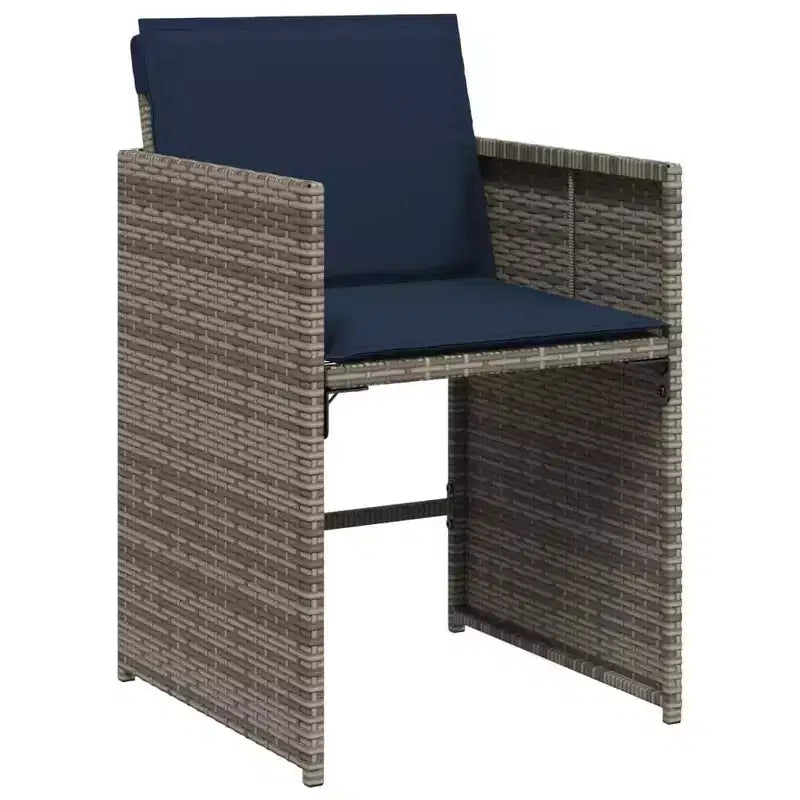 vidaXL Salon de jardin 12 places, table et chaises d'extérieur, gris/bleu marine/marron