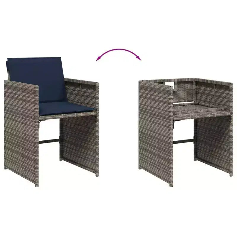 vidaXL Salon de jardin 12 places, table et chaises d'extérieur, gris/bleu marine/marron