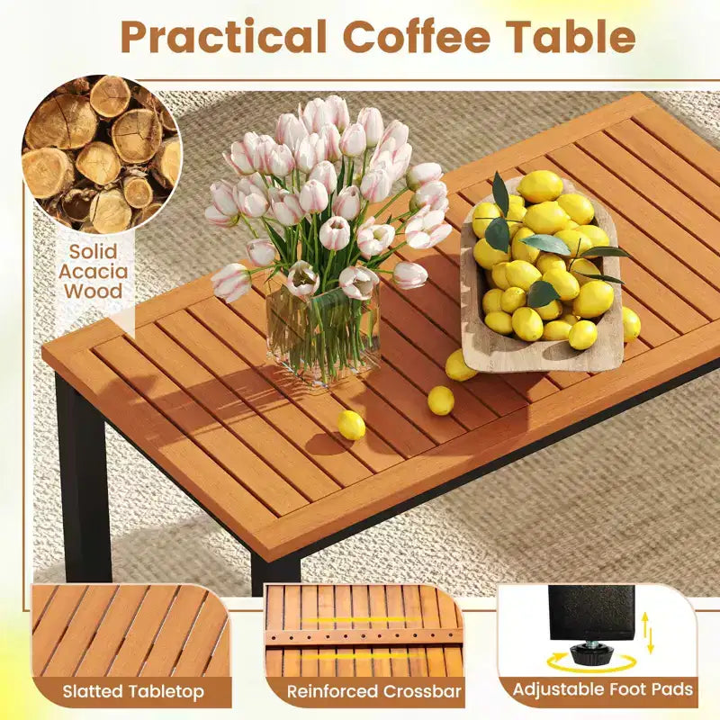 Costway Ensemble de Meubles de Patio 8 Pièces avec Table Basse, Causeuse et 4 Chaises Simples pour Porche Noir/Gris