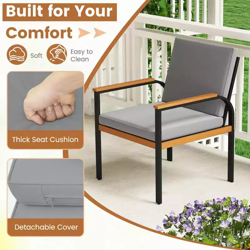 Costway Ensemble de Meubles de Patio 8 Pièces avec Table Basse, Causeuse et 4 Chaises Simples pour Porche Noir/Gris