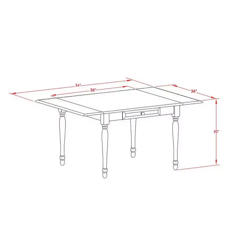 Ensemble de cuisine 5 pièces table et chaises en bois - Table à manger à abattants finition acajou