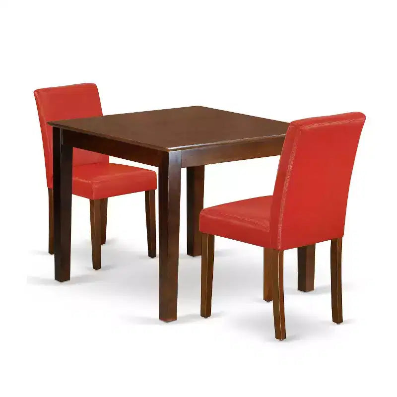 Vintage Kitchen Table Set - 36 Inch Square Table with 2 Parsons Chairs - Retro Dining Set