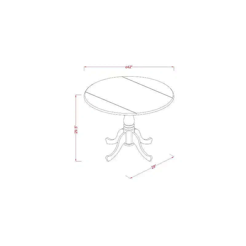 Ensemble table de cuisine ronde avec 4 chaises - Ensemble de salle à manger 107 cm - Finition cerisier crème