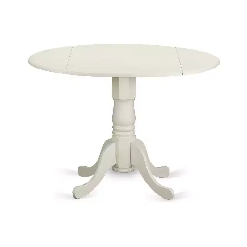 Ensemble table de cuisine ronde 5 pièces, table de 106 cm avec rallonges et 4 chaises Parsons - Similicuir PU Blanc