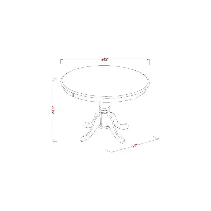 Table à manger HomeStock 5 pièces en bois massif finition lin blanc avec 4 chaises Parson