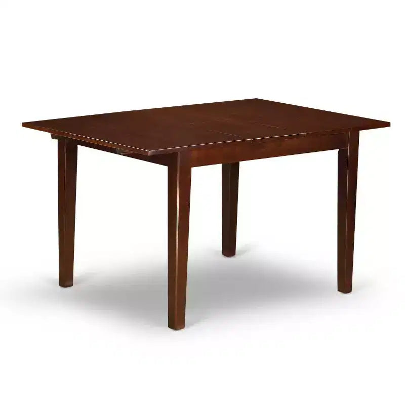 Ensemble de salle à manger vintage 5 pièces Table rectangulaire et 4 chaises - Tissu en lin crème - Pieds en acajou - Table de 42 avec rallonge