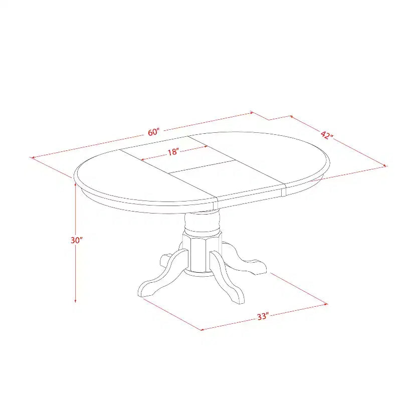 Ensemble de salle à manger 5 pièces - Table ovale avec rallonge papillon et 4 chaises de cuisine - Finition brun selle