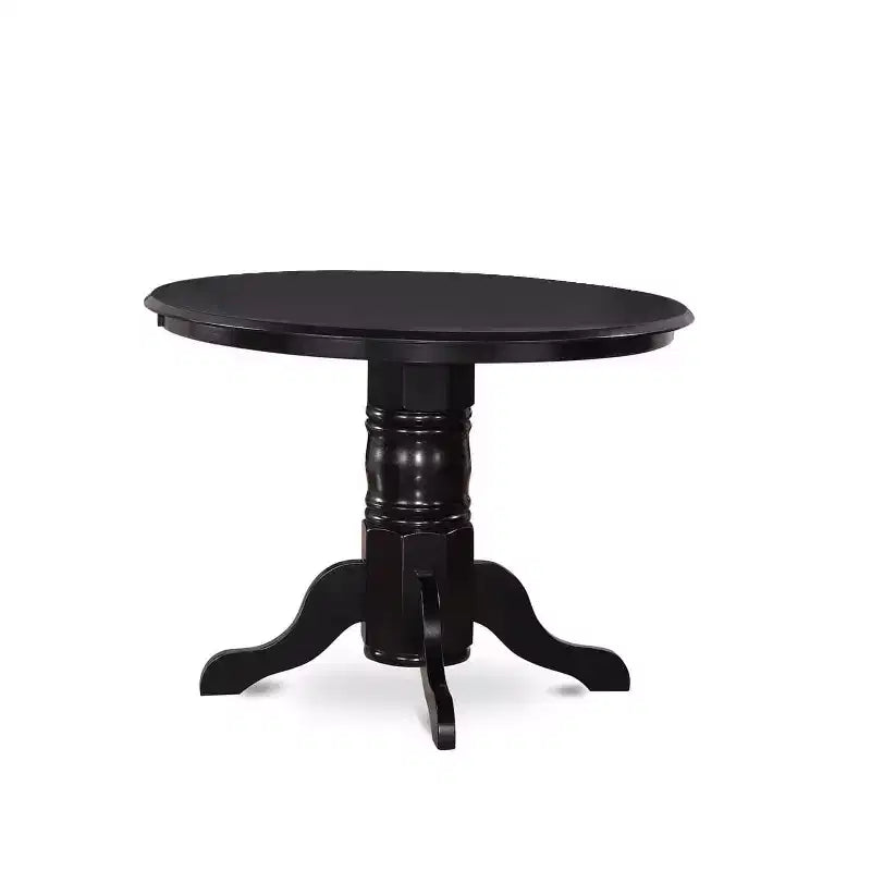 Salle à manger médiévale ronde - Table de 42 pouces et 2 chaises Parsons - Finition noire - Tissu en lin