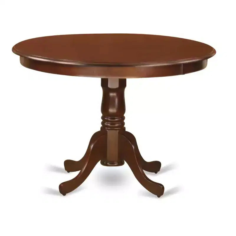 Ensemble de salle à manger rond 5 pièces - Table 42 pouces et 4 chaises Parsons - Similicuir marron - Style médiéval