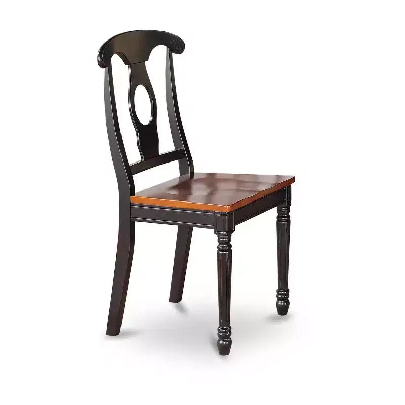HomeStock Ensemble de salle à manger 6 pièces avec table carrée à plateau en bois massif noir et cerisier, 1 banc et 4 chaises