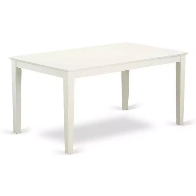 HomeStock Ensemble de salle à manger 6 pièces avec table rectangulaire à plateau en bois massif finition blanc lin, 1 banc et 4 chaises