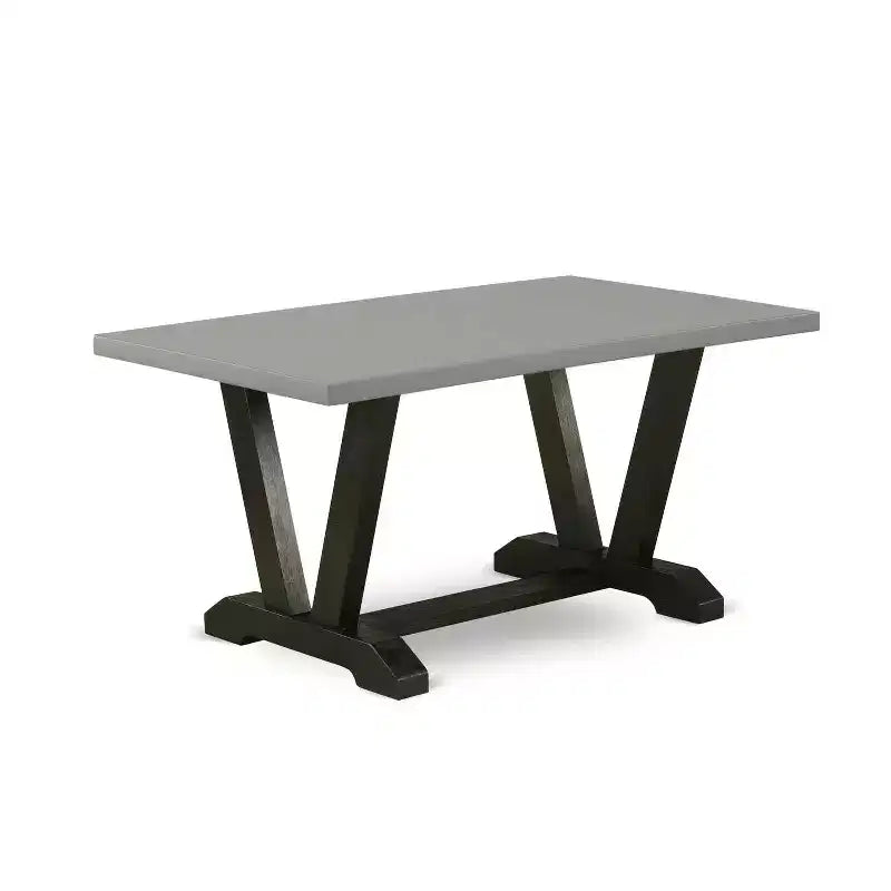 Table à manger 5 pièces rectangulaire avec plateau en bois massif finition chêne naturel et 4 chaises avec