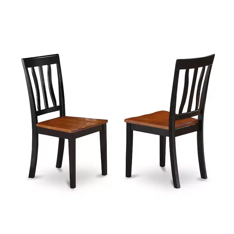 Ensemble de salle à manger 5 pièces - Table à manger avec rallonge et 4 chaises/bancs - Fini noir cerise
