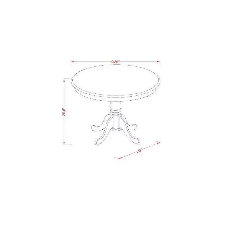 Ensemble table à manger ronde 5 pièces - Table 36" et 4 chaises - Tissu lin, pieds acajou - Meubles de salle à manger élégants