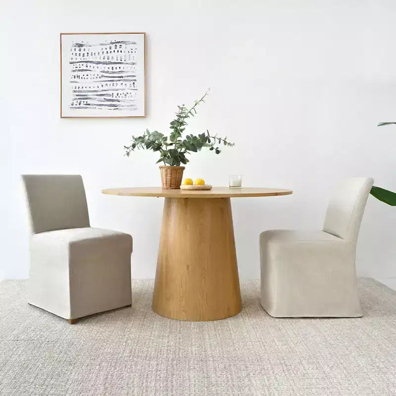 Ensemble table et chaises de salle à manger 3 pièces, table ronde de 89 cm avec chaises déhoussables rembourrées pour coin repas ou petit espace - Panipeachy