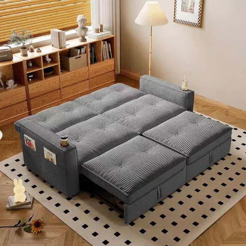 Canapé-lit convertible 73 po avec polyester de velours côtelé, causeuse inclinable pour salon, chambre d'amis ou appartement-Panipeachy