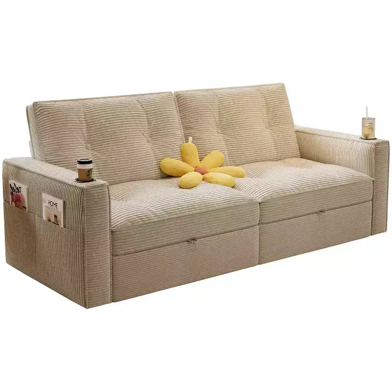 Canapé-lit convertible 73 po avec polyester de velours côtelé, causeuse inclinable pour salon, chambre d'amis ou appartement-Panipeachy