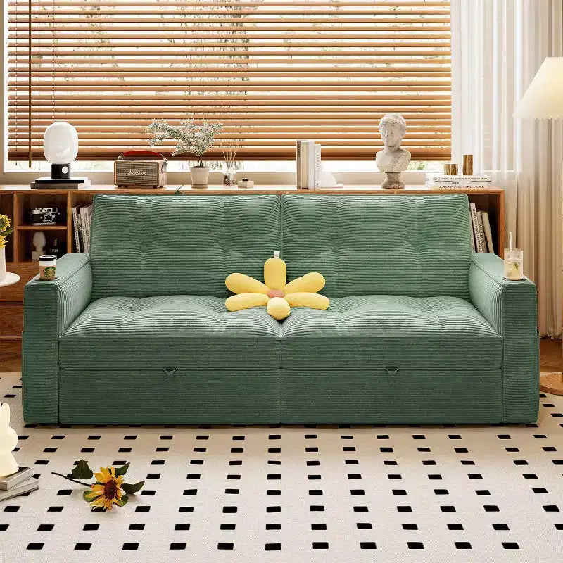 Canapé-lit convertible 73 po avec polyester de velours côtelé, causeuse inclinable pour salon, chambre d'amis ou appartement-Panipeachy