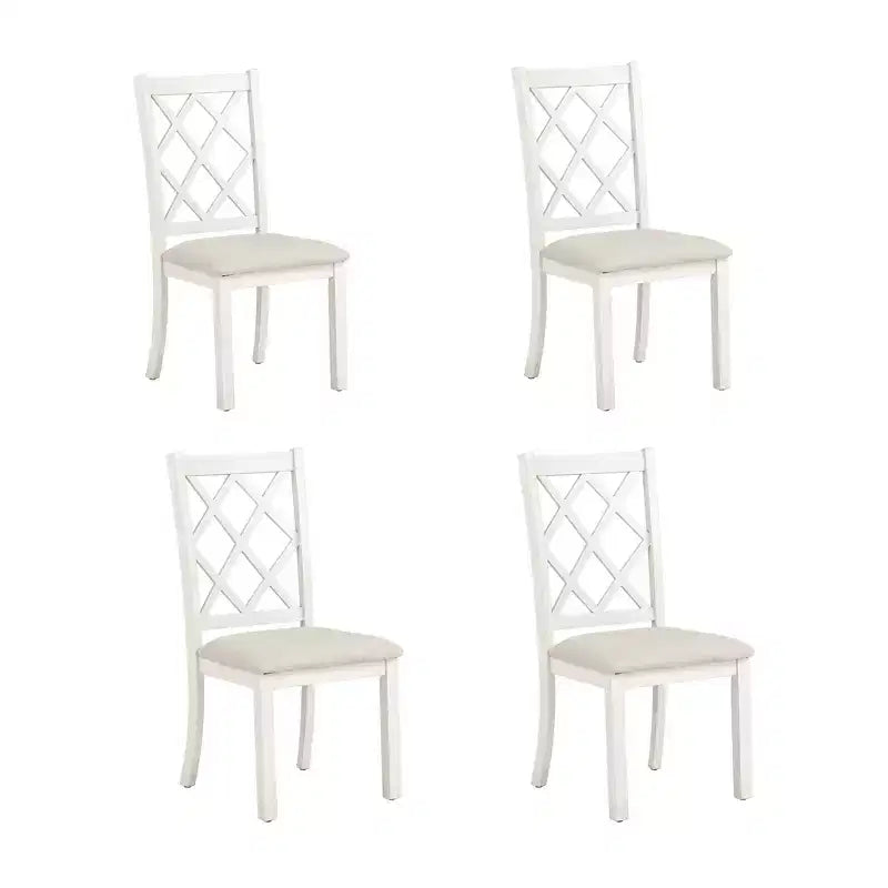 Ensemble de salle à manger 5 pièces de style ferme pour 4 personnes, table de cuisine ronde en bois avec 4 chaises rembourrées