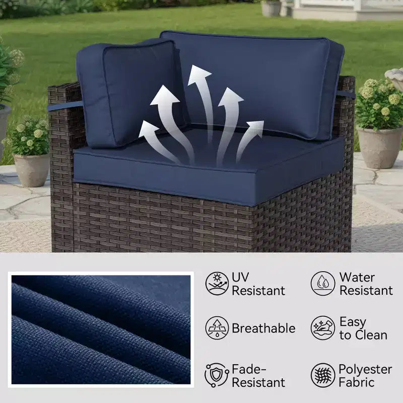 Ensemble de terrasse UPTIOT 5 pièces : 2 canapés d'angle, 2 fauteuils d'appoint et 1 table brasero marron pour un confort et un divertissement extérieurs ultimes