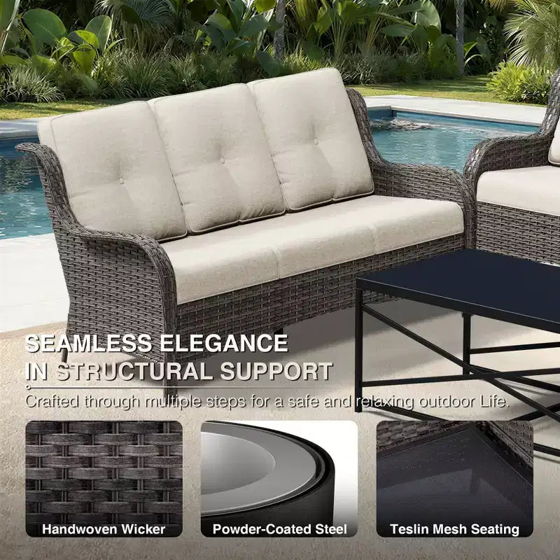 Ensemble de canapés d'extérieur UPTIOT Premium avec fauteuils pivotants et poufs multifonctionnels
