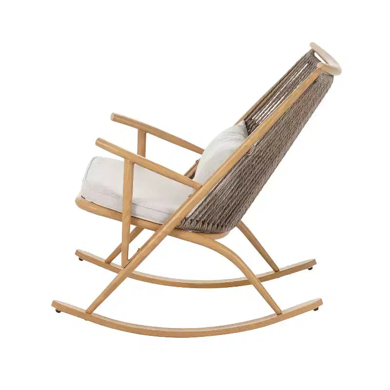 Christopher Knight Home Graziana Ensemble 3 pièces de chaises à bascule d'extérieur en rotin avec table d'appoint en céramique